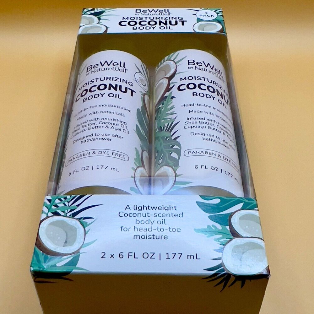 BeWell By Naturewell Moisturizing Coconut Body Oil 2x6 Fl oz New